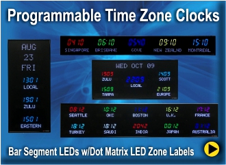 BRG Programmable Zone Time Zone Clock, Zulu Clock, World Clock, Military Clock, World Time Zone Clock, Military Time Zone Clock